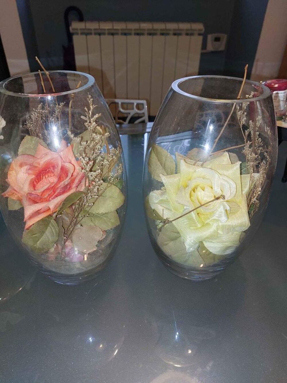 Lot 4 Vases + fleurs artificielles Décoration