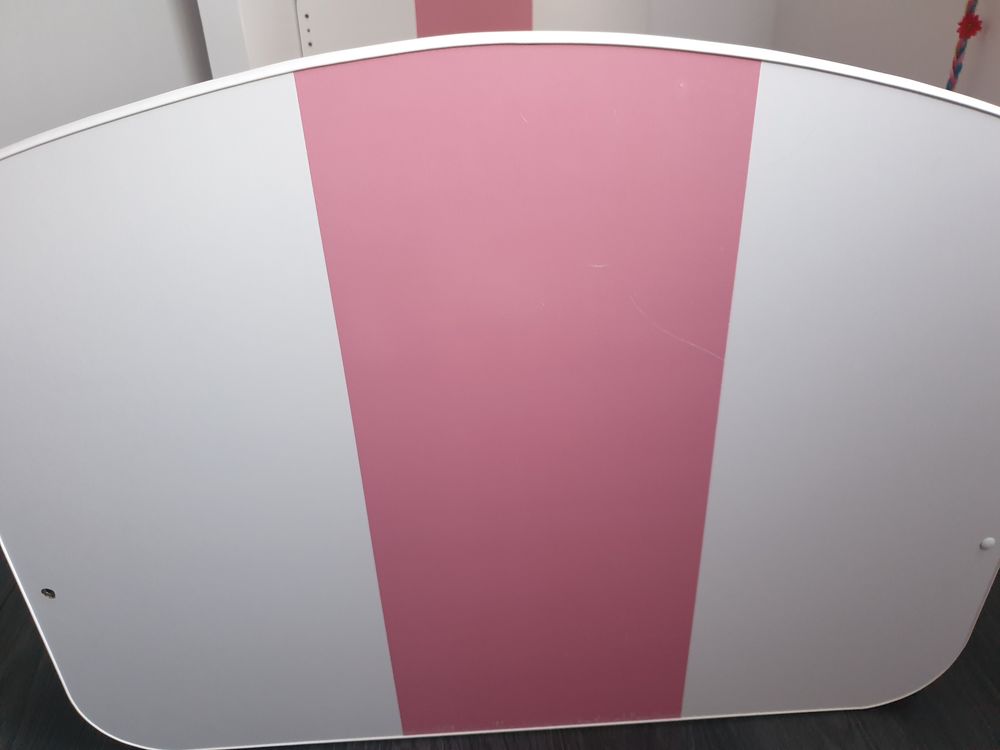 lit rose et blanc 80x160 avec sommier tiroir et matelas Mobilier enfants