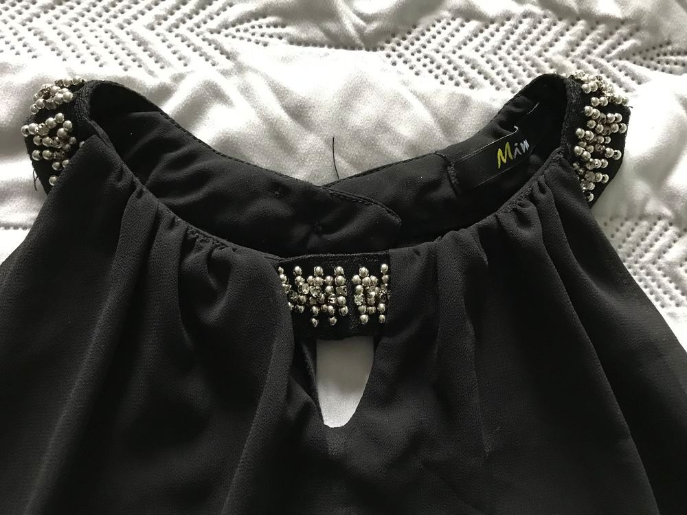 D&eacute;bardeur NOIR Perles ARGENT T. 42 marque MIM Vêtements