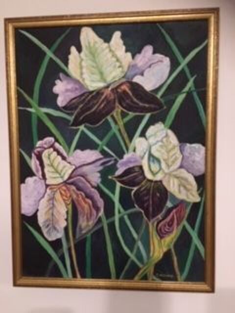 Joli tableau antillais fleuri 60 Bordeaux (33)