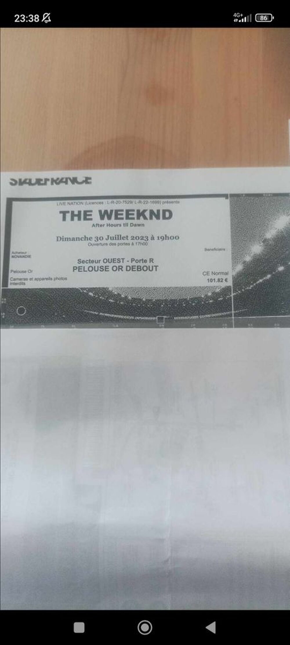 Place de concert the weeknd a paris le 30 juillet 2023 Billetterie