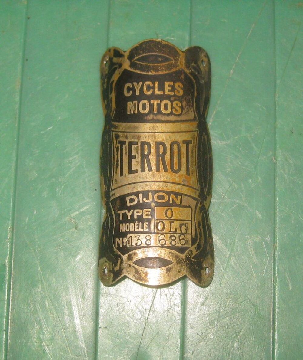 plaque de cadre de terrot 250 O OLG 1932 