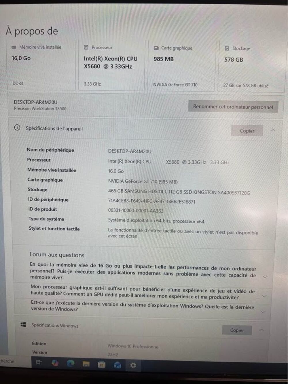 Pc Dell workstation T3500 ultra performant Matériel informatique