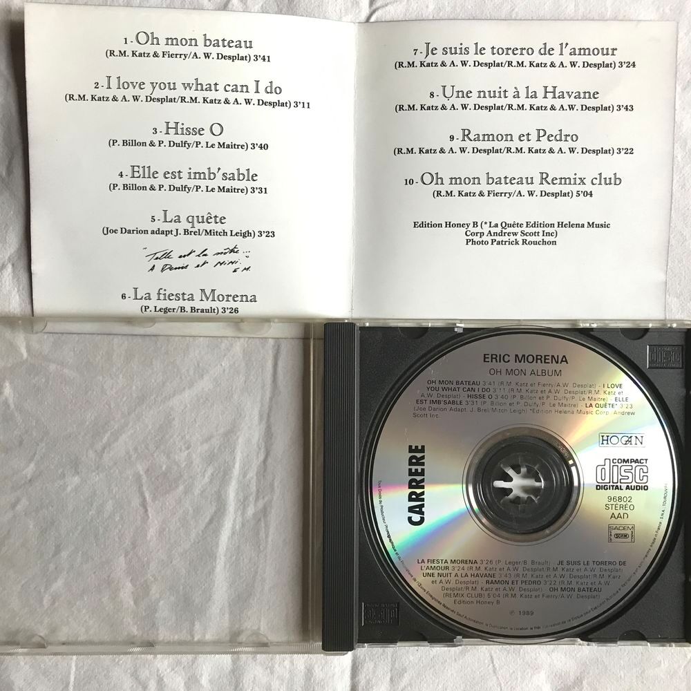CD Eric Morena - Oh Mon Album (Edition 1989) CD et vinyles