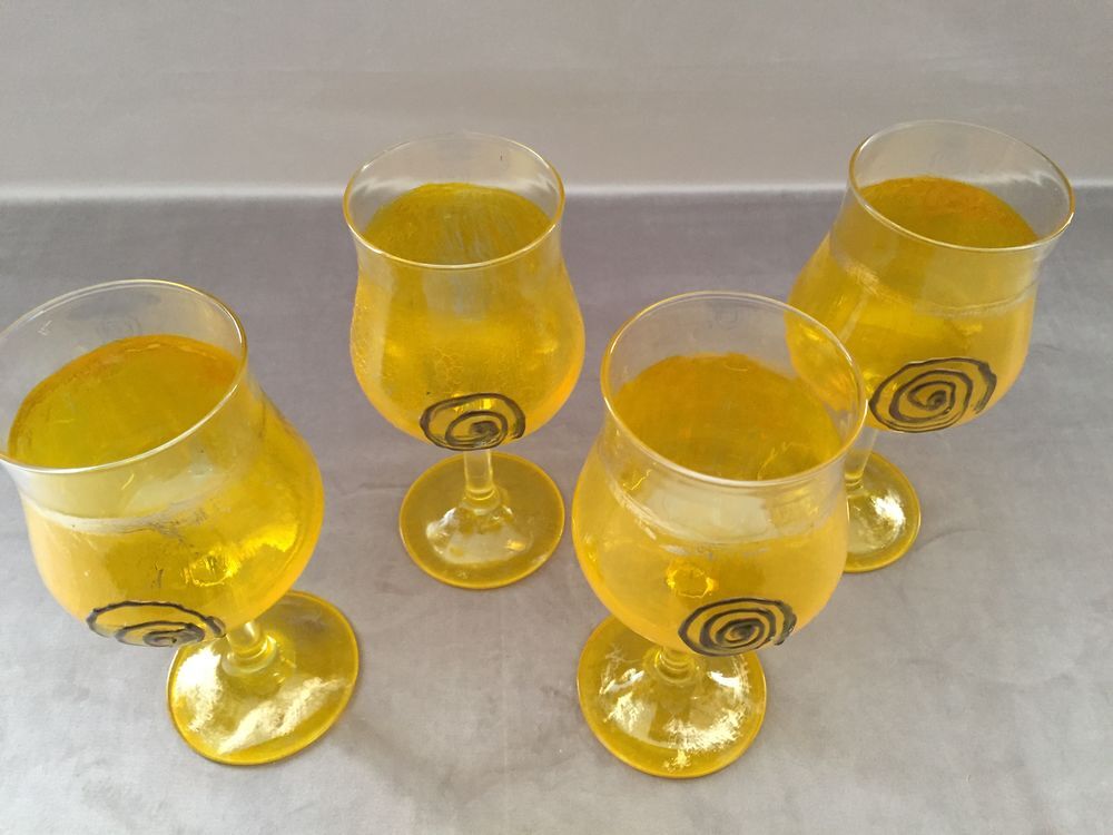 SERVICE DE 4 VERRES CRISTAL VIN EAU ART ARTISANAL or Dcoration