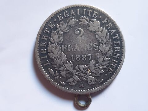 Pièce de  2 francs Cérès Argent 1887 A 25 Bordeaux (33)