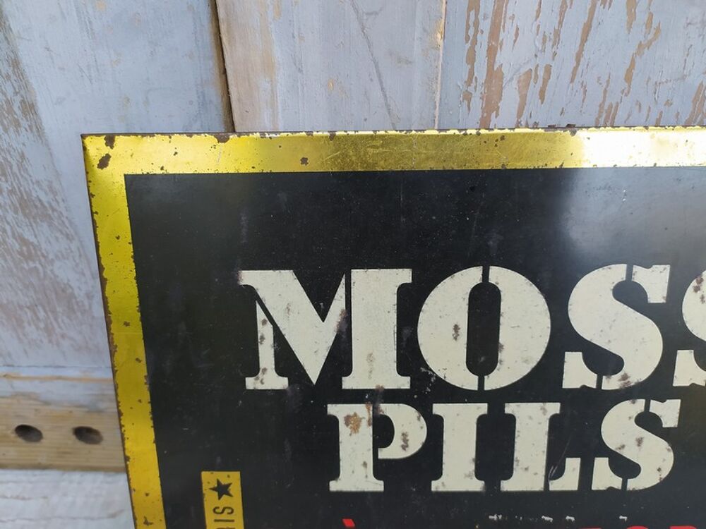 Ancienne Plaque T&ocirc;le Publicitaire Bi&egrave;re Moss Pils 
