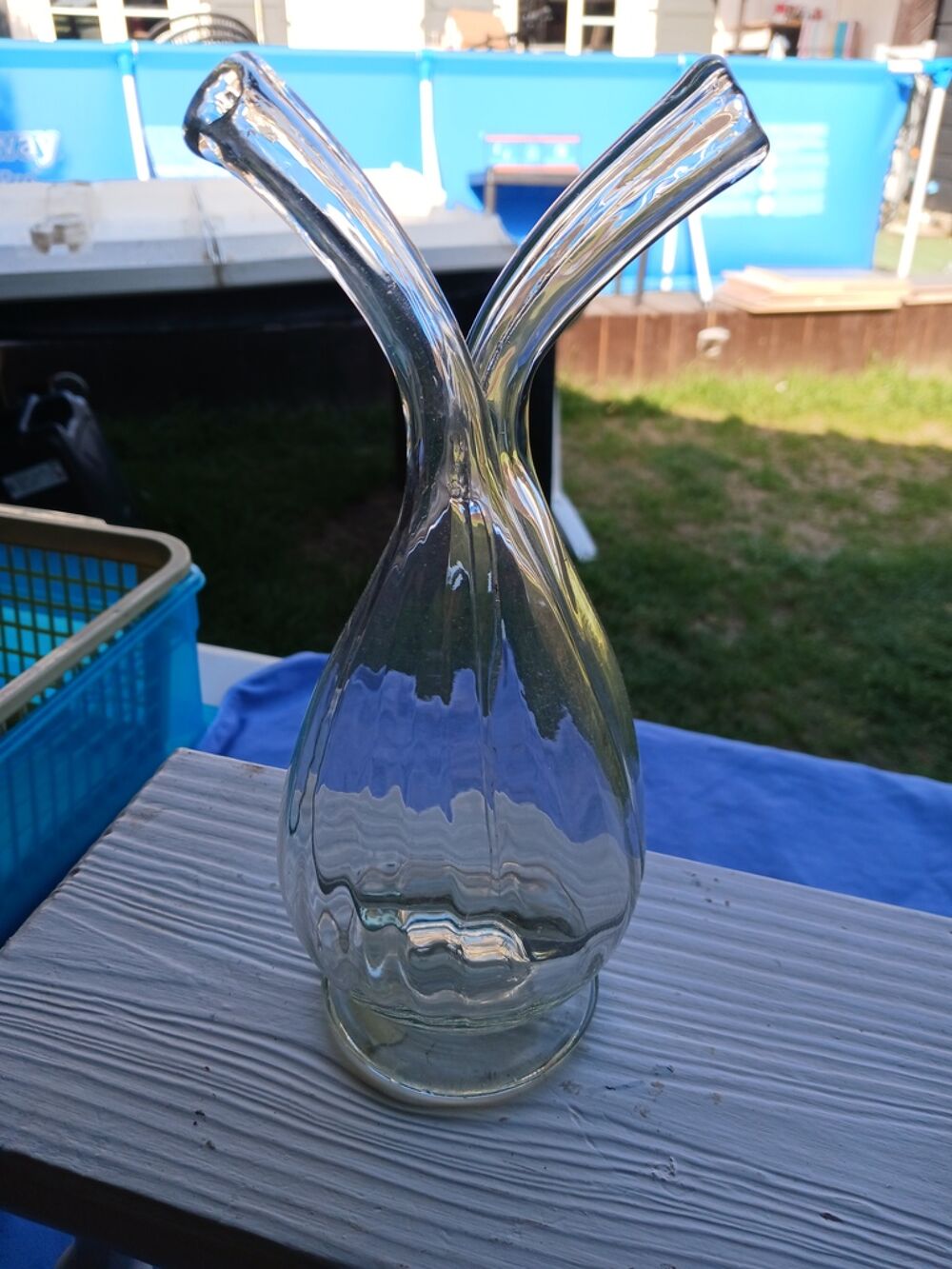 Carafe en verre double bec transparente Décoration