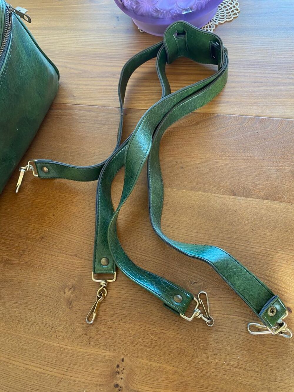 rare sac voyage, vert, vintage Maroquinerie