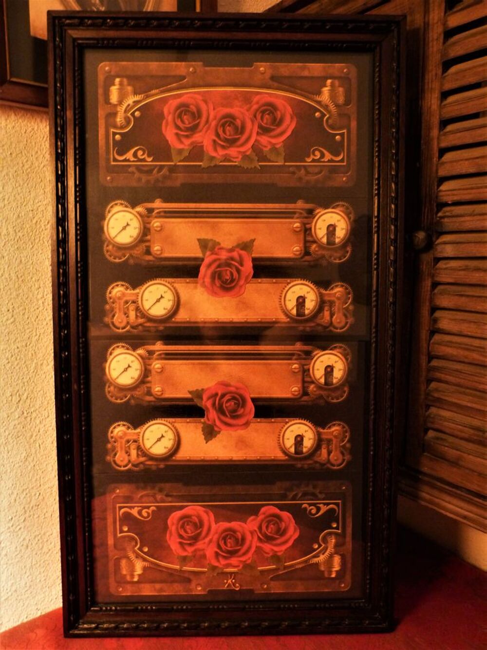 Tableau "ROSES IN FACTORY XIX" Steampunk Décoration