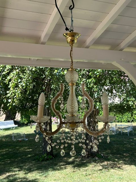 Luminaire à pampilles, 3 bras, vintage  Fontaines (71)