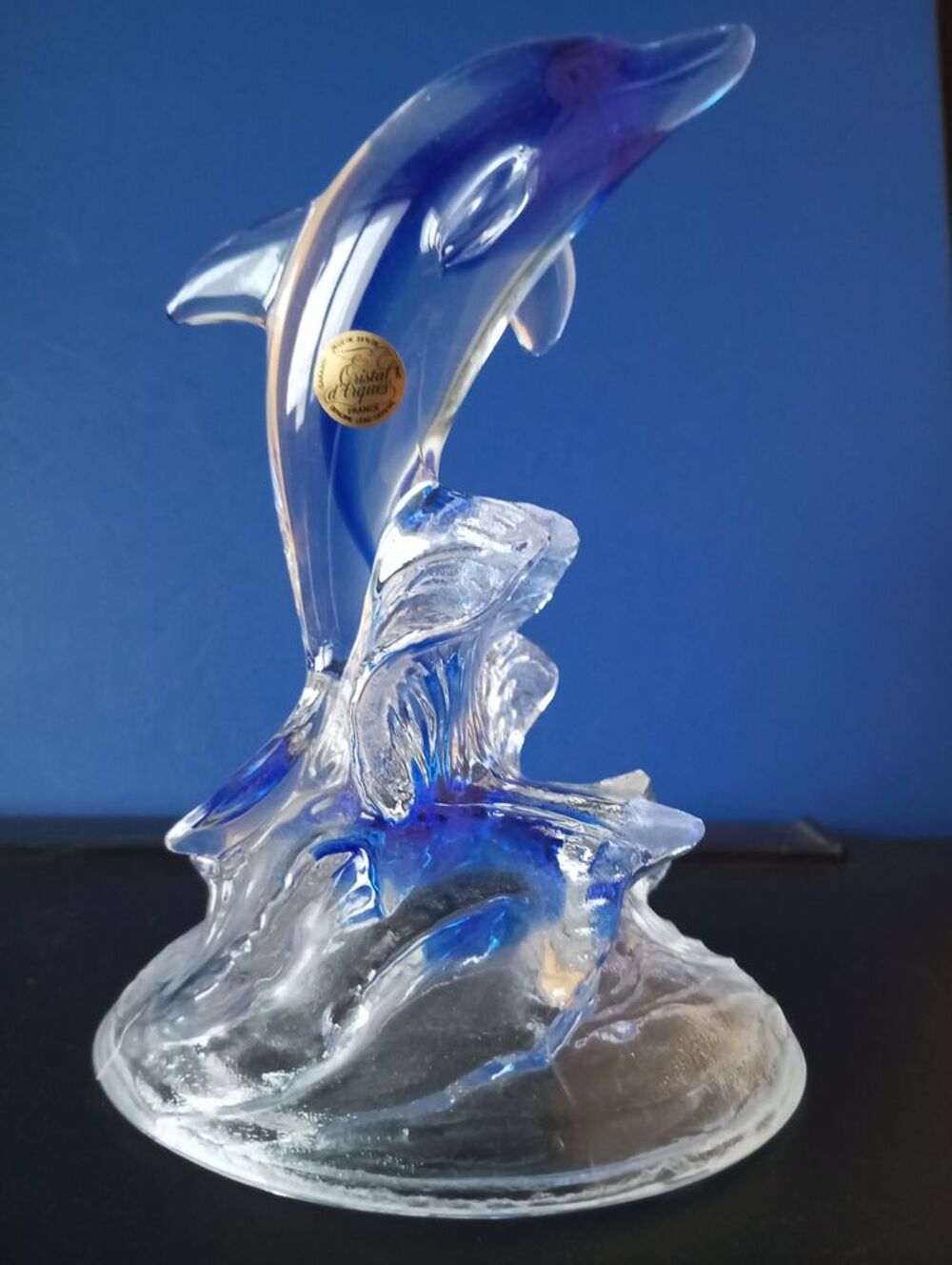  statue figurine dauphin en cristal d'arques Décoration