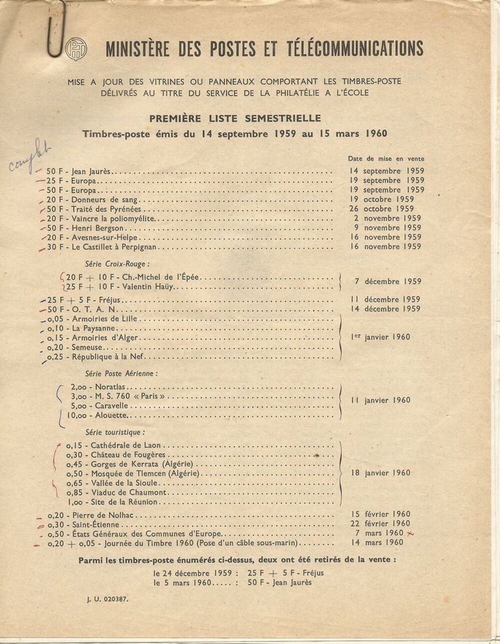 Collection fiches + timbres (timbres &agrave; l'&eacute;cole) 