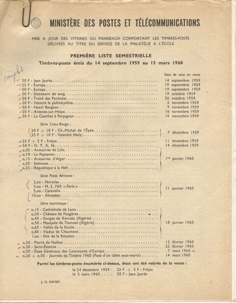 Collection fiches + timbres (timbres à l'école) 20 Besançon (25)