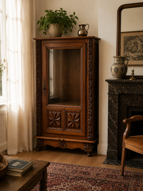 Vitrine / Vaisselier vintage basque en chêne massif ,meuble Bordeaux (33)