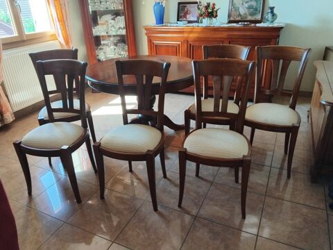 Lot de 6 chaises en bois assise tissu beige 30 Marzy (58)