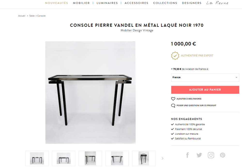 ?? Magnifique console design Pierre Vandel Paris 1970'S Meubles