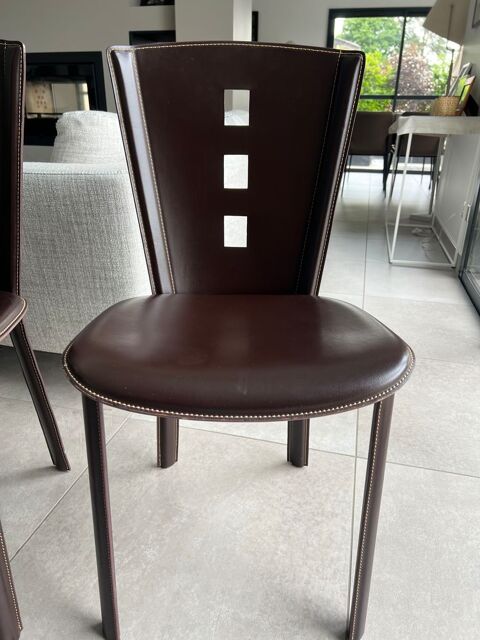 lot de 2 chaises Roche Bobois en cuir marron 225 Dardilly (69)