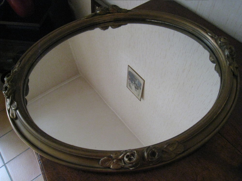 Miroir ovale cadre dor&eacute; art d&eacute;co Décoration