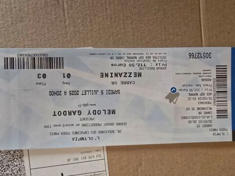 2 places cte  cte Melody Gardot 5 Juillet 112.5 Paris 20 (75)
