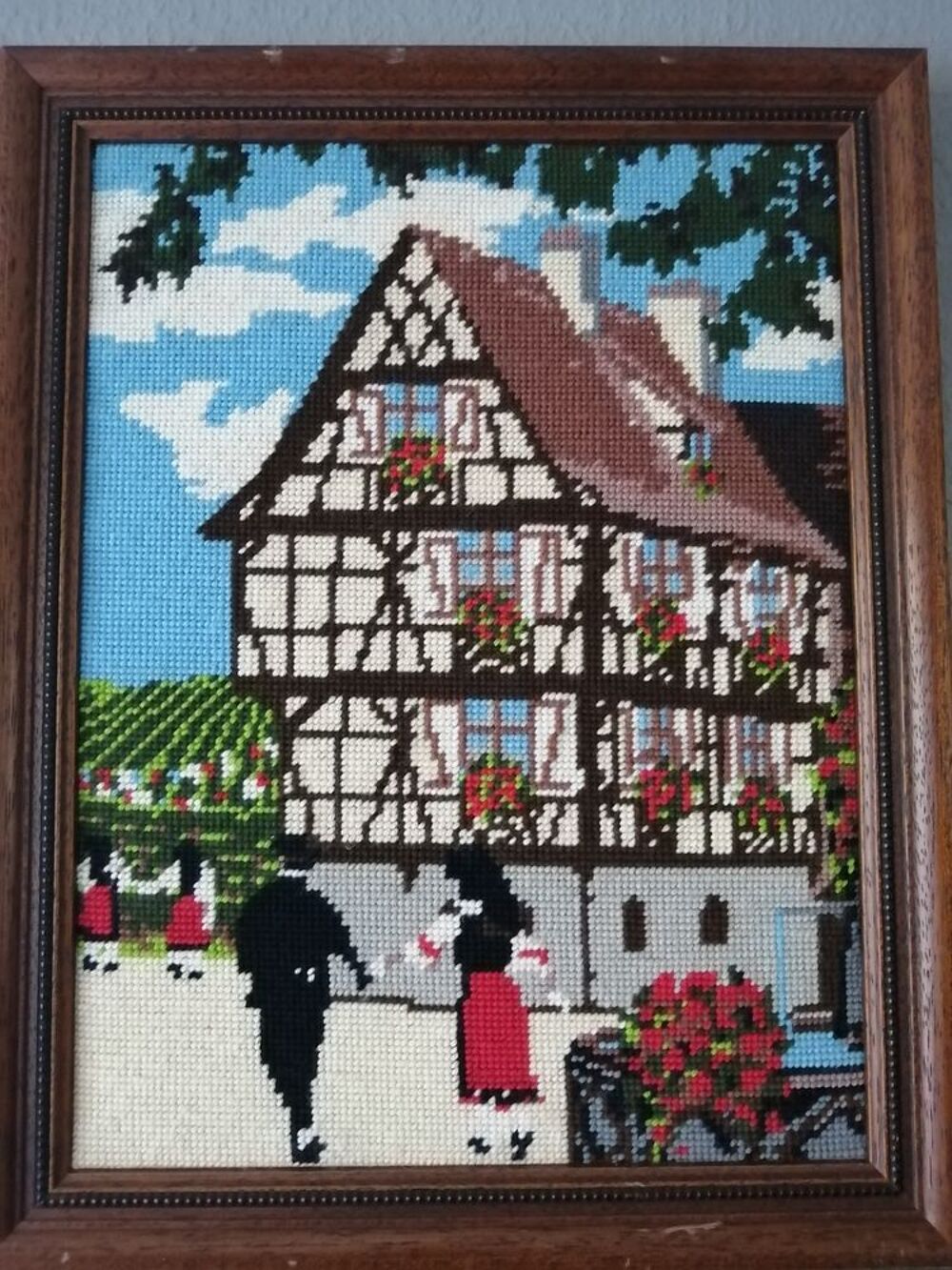 Tableau Canevas laine - Ancienne Mairie d'un village Alsacie Décoration