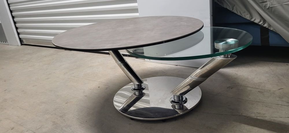 Table basse VEGA plateau c&eacute;ramique et verre Meubles