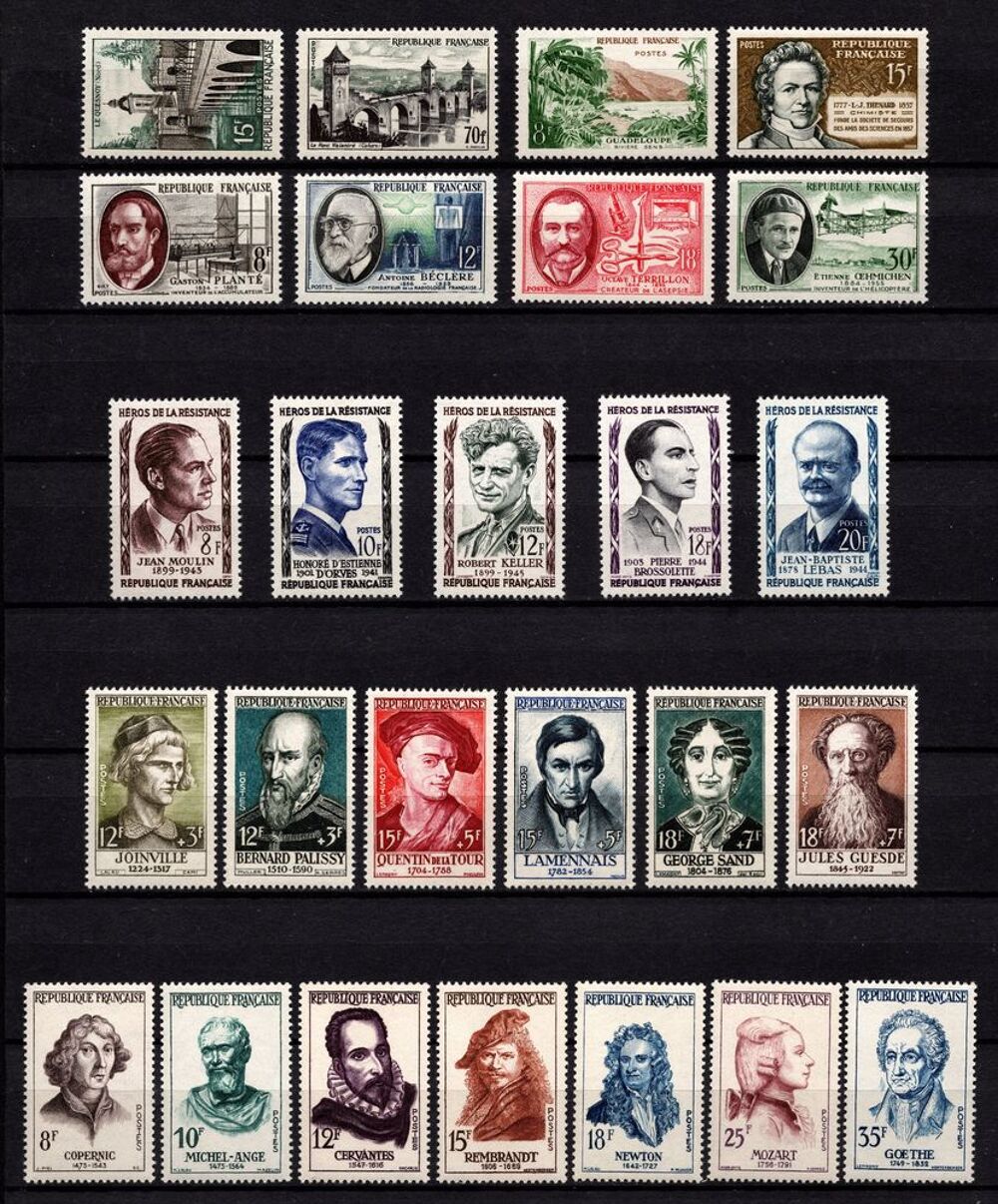 Lot timbres de France de 1957, tous** et superbes 