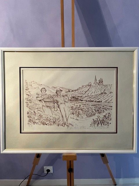 Lithographie Les Vendangeurs 50 Saclay (91)