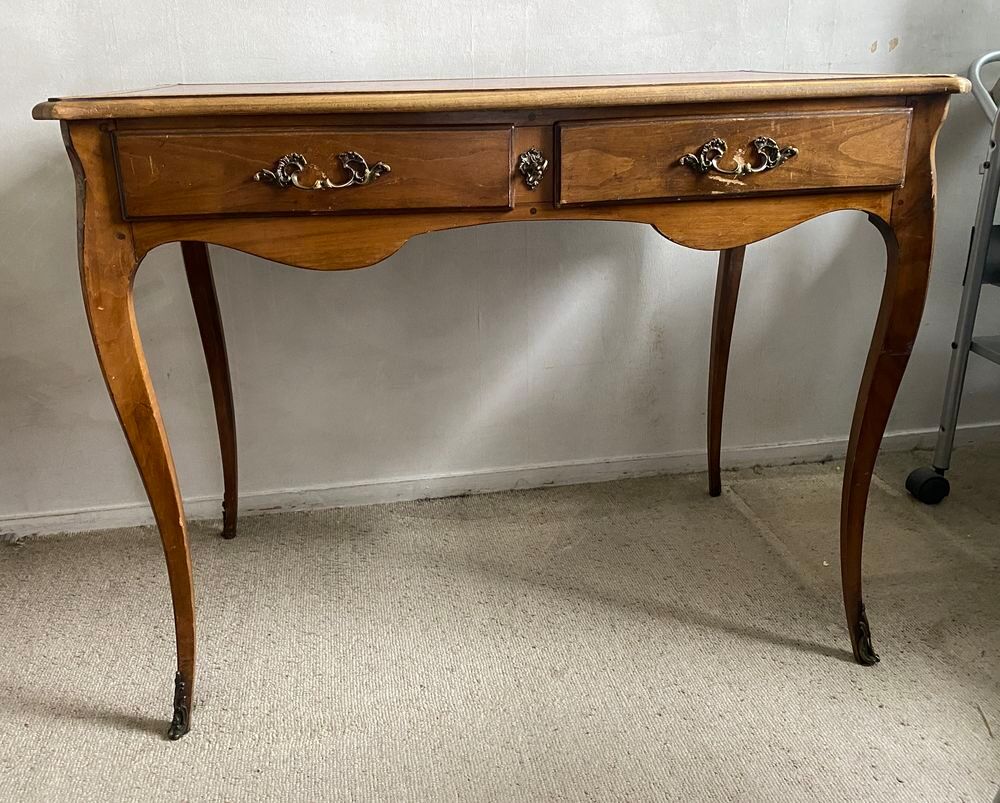 Bureau bois et cuir ancien style Louis XV Meubles