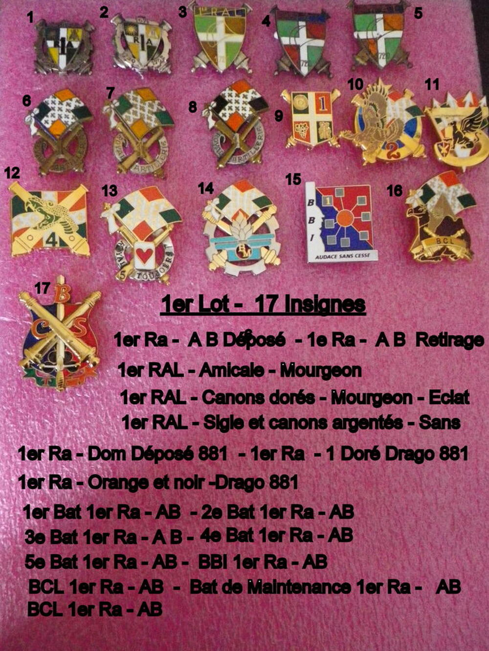 INSIGNES ARTILLERIES 