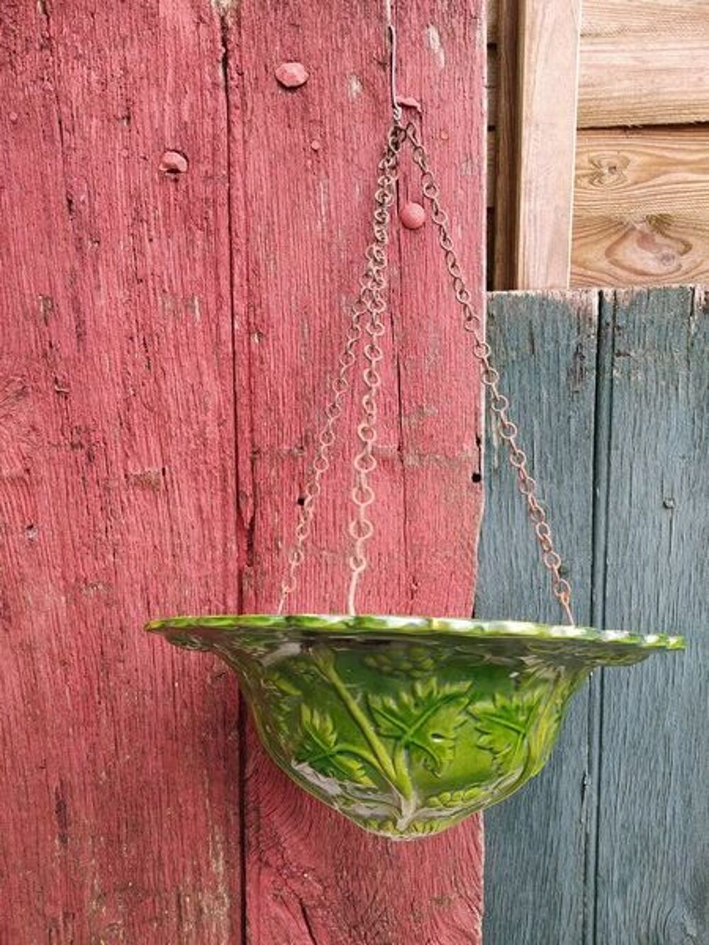 Suspension Terre Cuite Verniss&eacute; D&eacute;cor de Vigne Raisin Décoration
