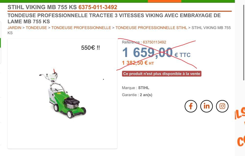 Tondeuse professionnel viking MB755KS Jardin