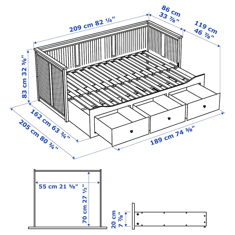 Lit banquette 2 places - Ikea HEMNES Meubles