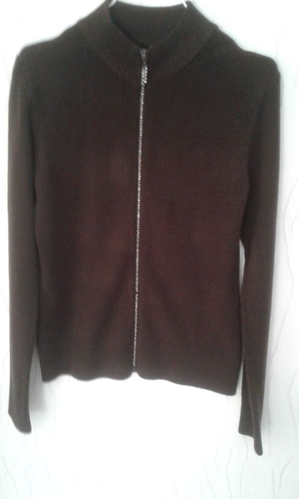 gilet marron zip d&eacute;coratif Vêtements