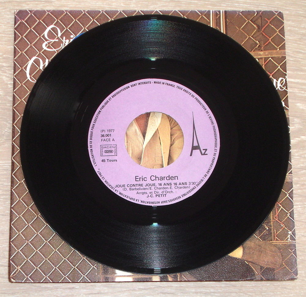ERIC CHARDEN -45t- JOUE CONTRE JOUE 16 ANS 16 ANS - 1977 CD et vinyles