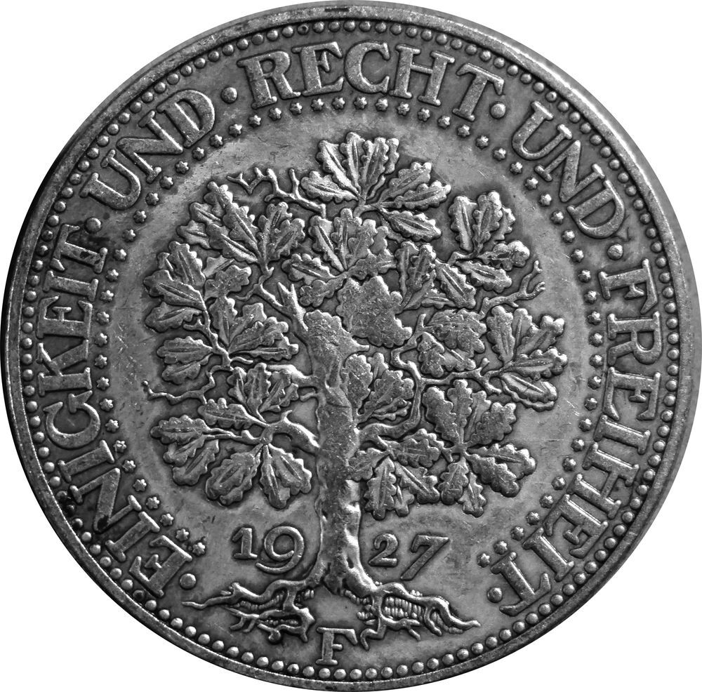 Monnaie allemande 5 Reichmark ; en argent (1927) Bijoux et montres