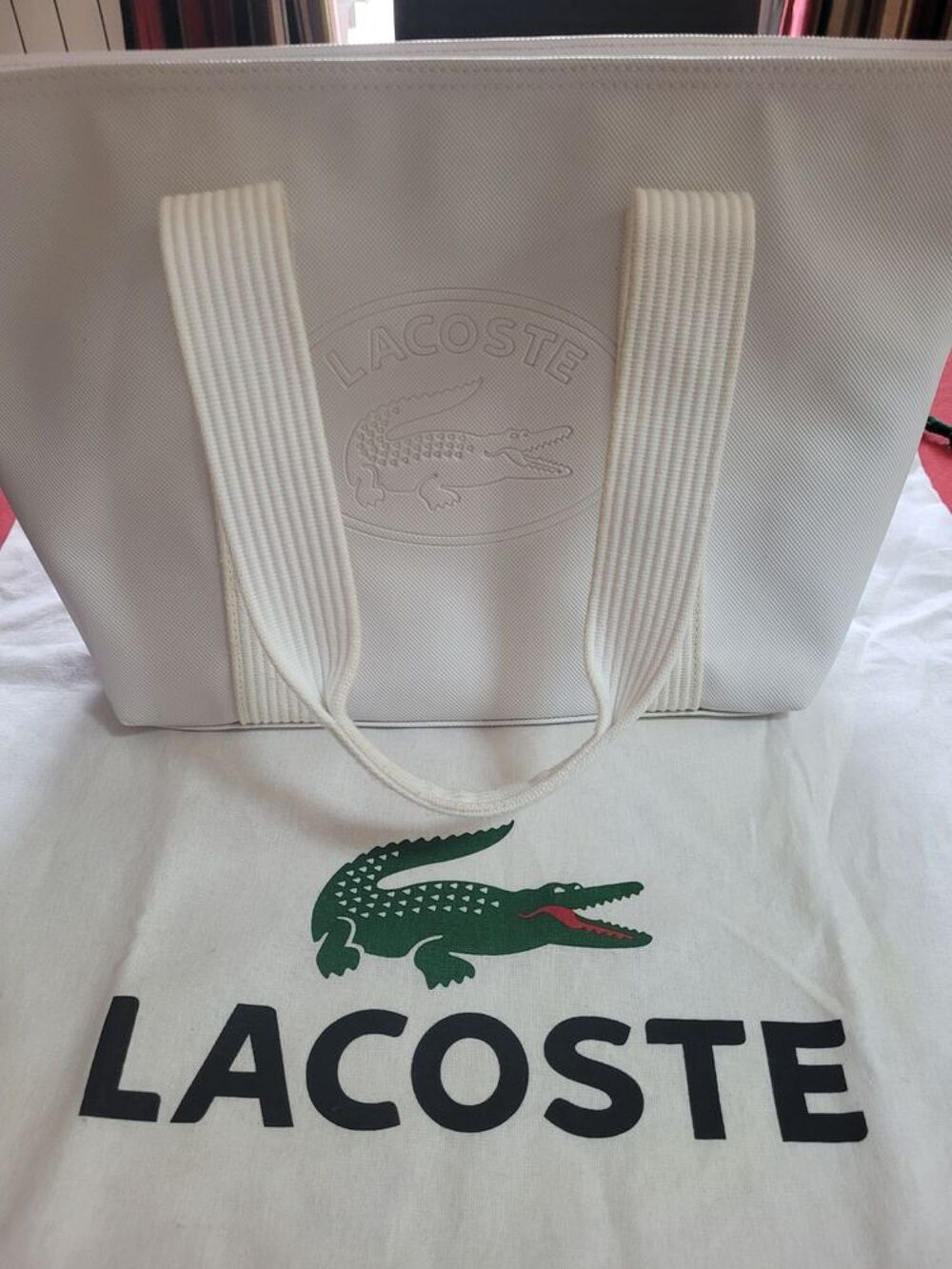 Sac shopping LACOSTE Blanc en Bon Etat g&eacute;n&eacute;ral Maroquinerie