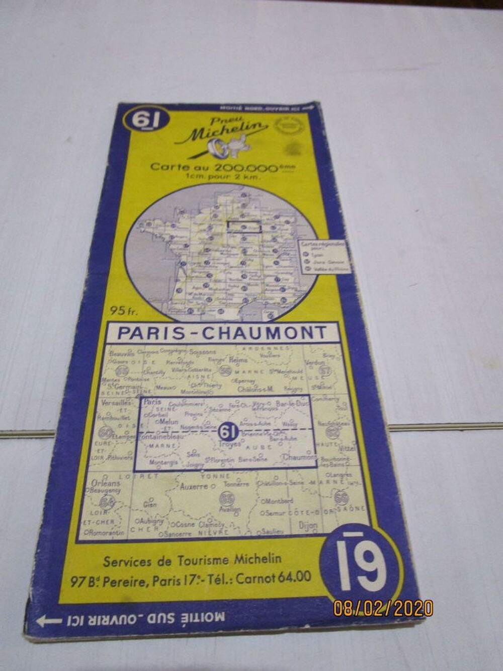  carte MICHELIN N&deg; 61 PARIS CHAUMONT
