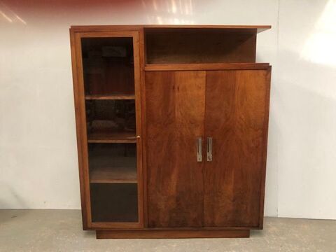 Meuble vitr en noyer anne 1940 1000 Guclard (72)