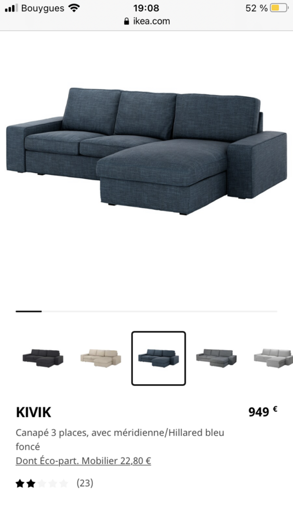Canap&eacute; angle IKEA bleu Meubles