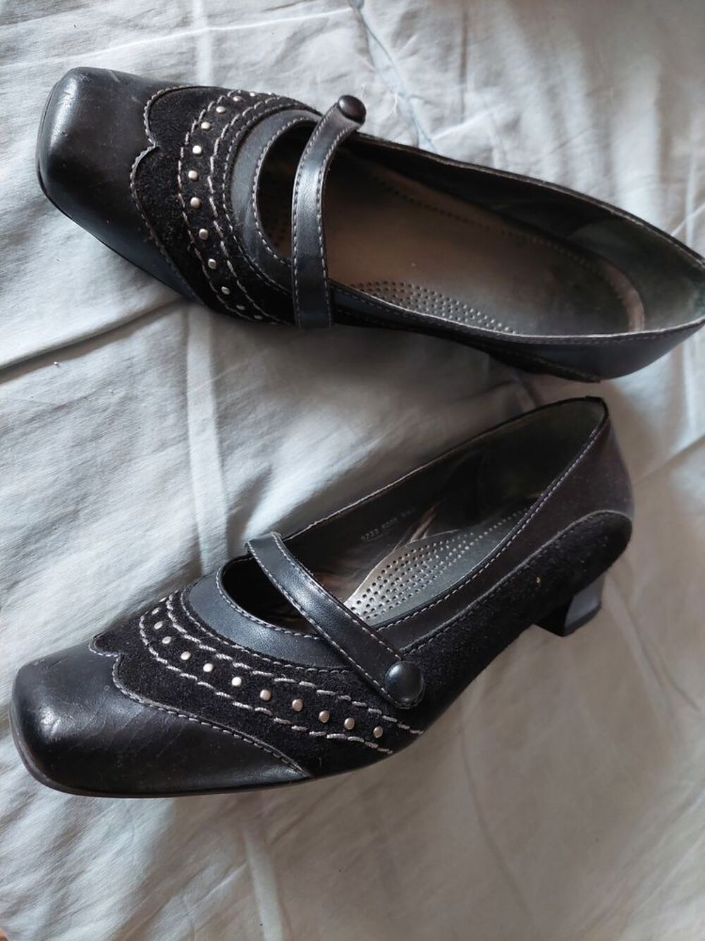 CHAUSSURE FEMME CUIR ET DAIM NOIR T39 Chaussures