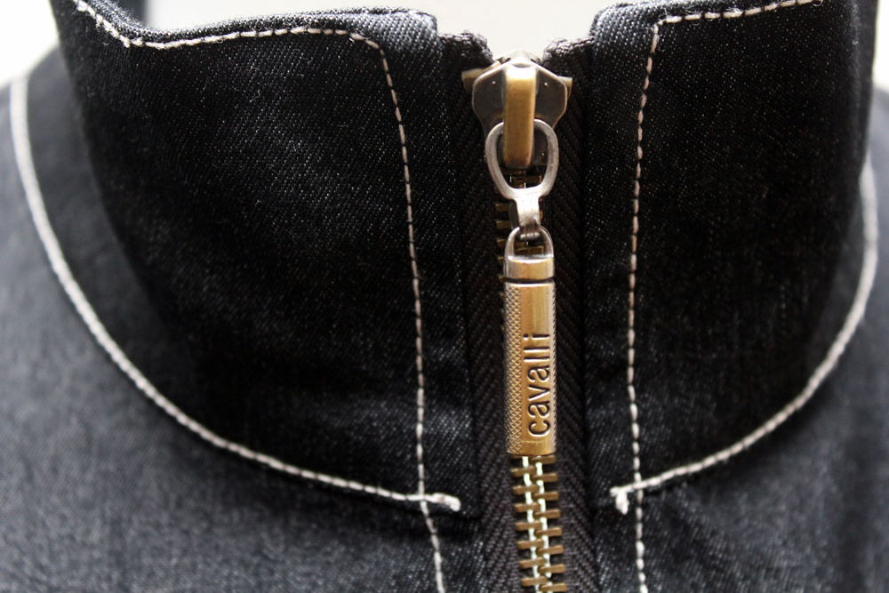 Veste Denim anthracite surpiqures blanches JUST CAVALLI T.L Vêtements