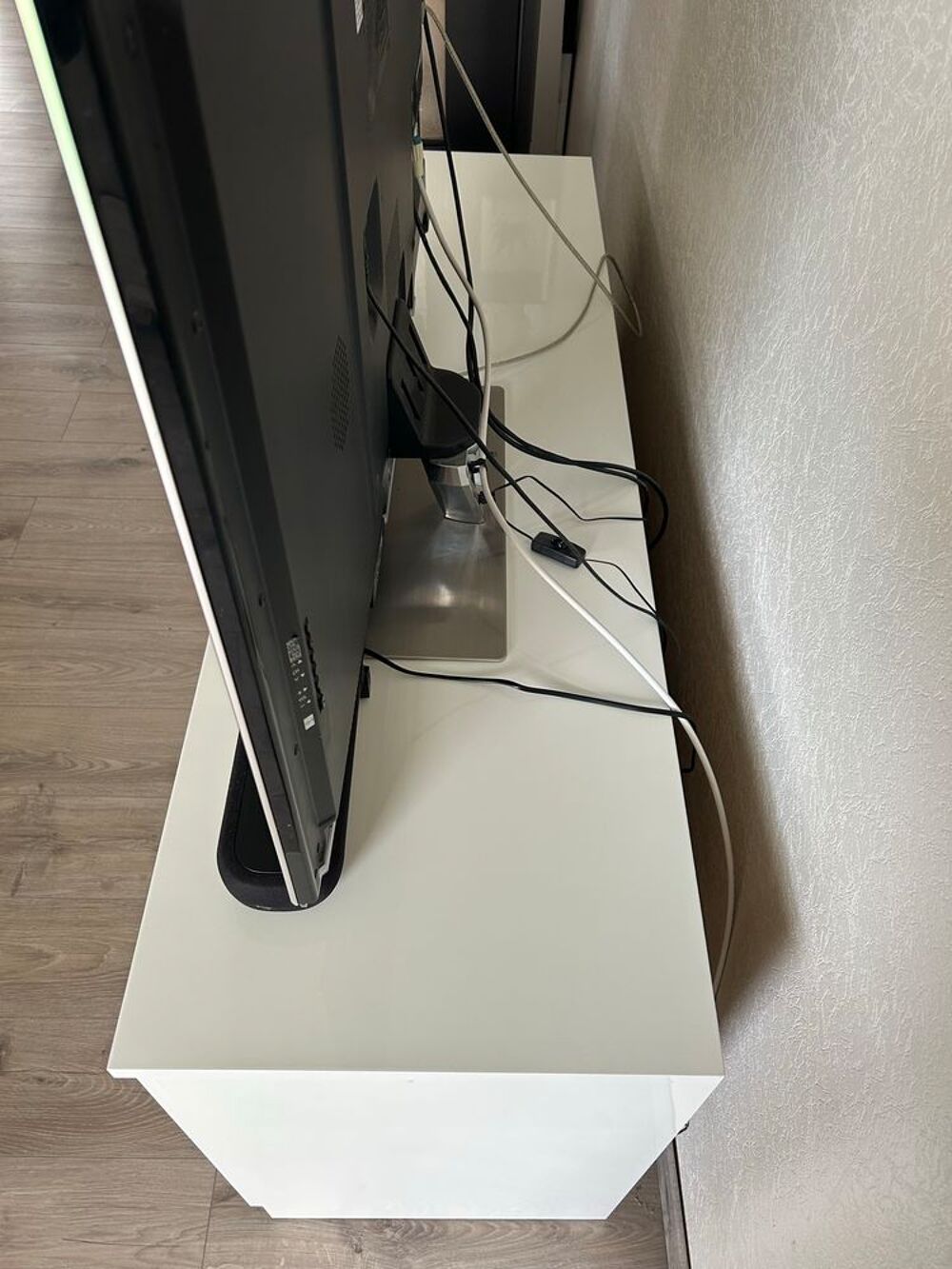 Meuble TV 2 portes Blanc avec &eacute;clairage LEDS Meubles