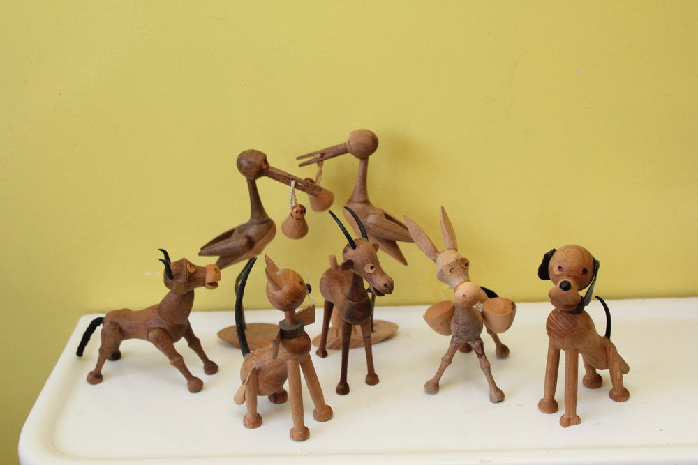 Figurines en bois d'olivier Made in Spain 1960 