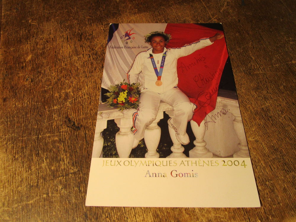 CARTE DEDICACEE SPORT LUTTE JEUX OLYMPIQUE 2004"ANNA GOMIS" 