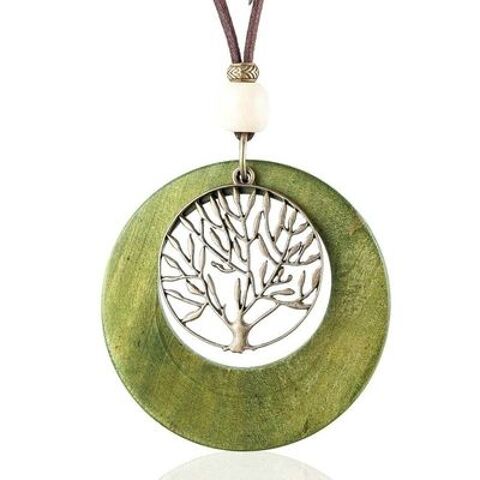 collier avec pendentif en bois arbre de vie couleur vert 4 Lezoux (63)