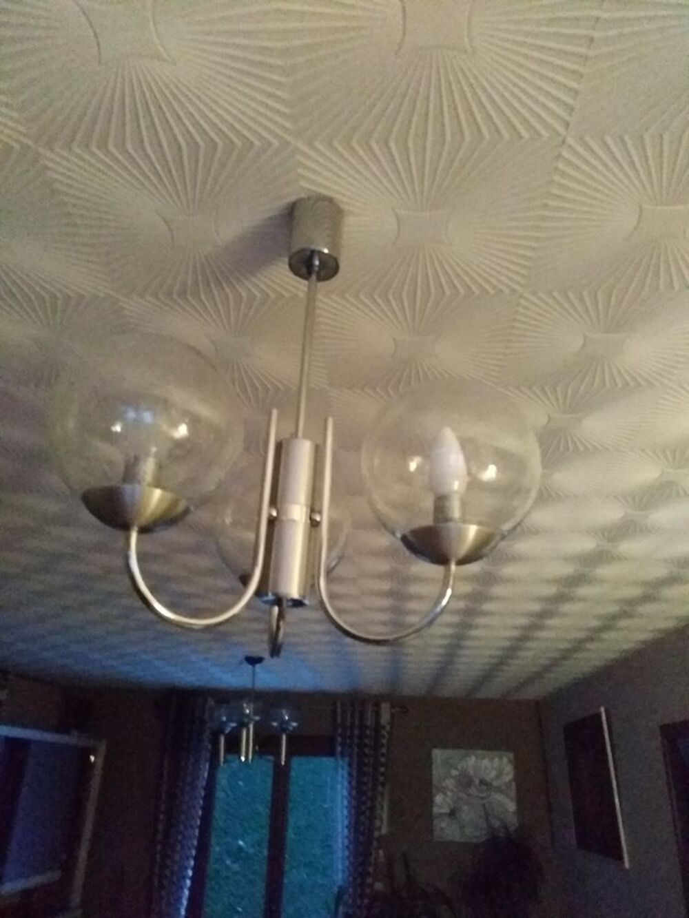 lustre en inox 3 ampoules Décoration