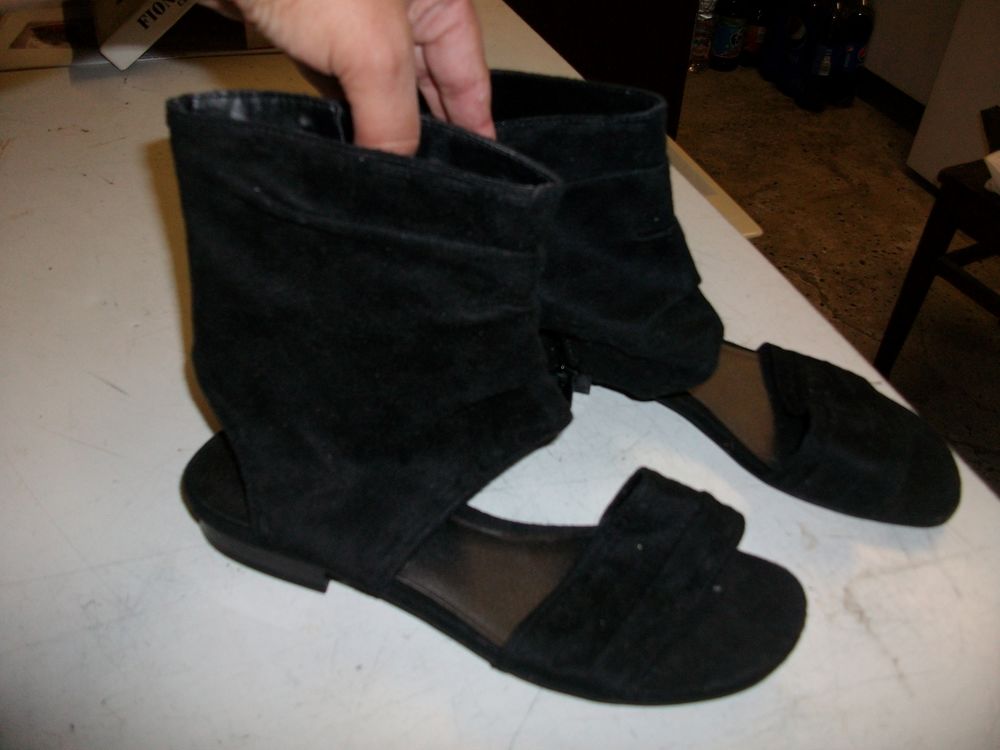 Sandales hautes Noir daim &agrave; tirette pt 38-neuves Chaussures