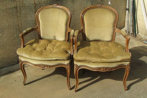 Paire de fauteuils cabriolets bergères, Style Louis XV 380 Paris 18 (75)
