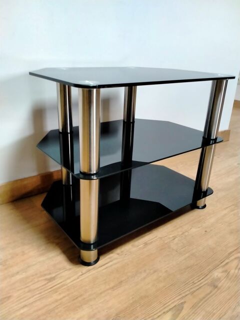 Meuble TV contemporain avec étagères en verre teinté Saint-Aubin-le-Cauf (76)